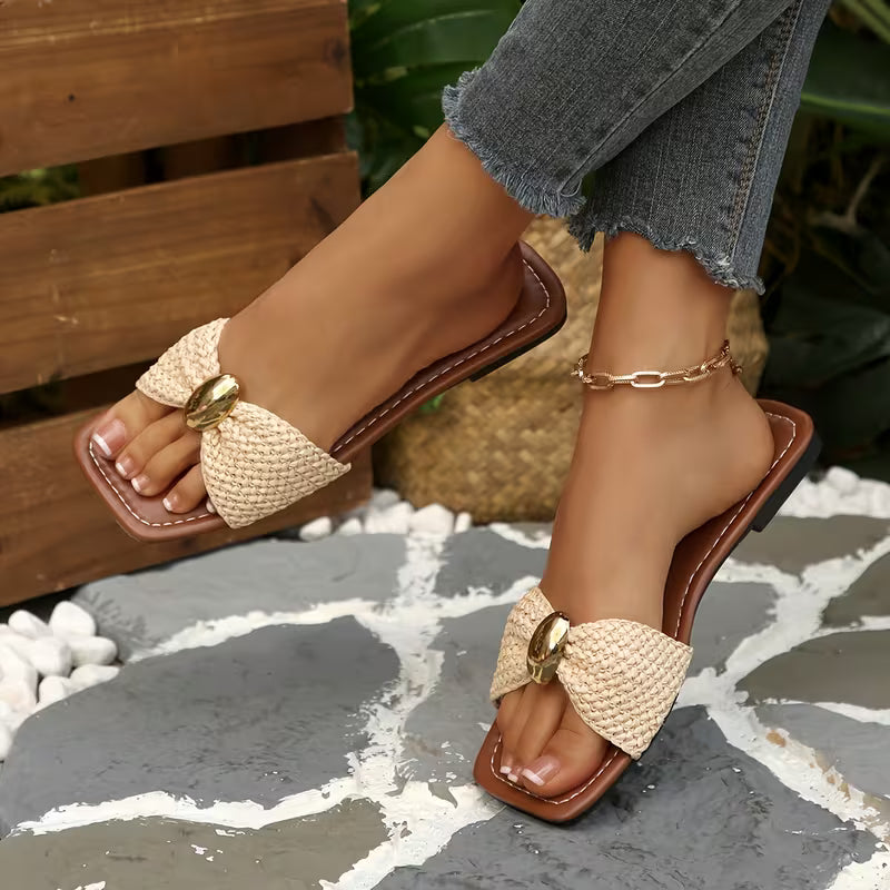 Women's Butterfly Buckle Sandals (Apricot)