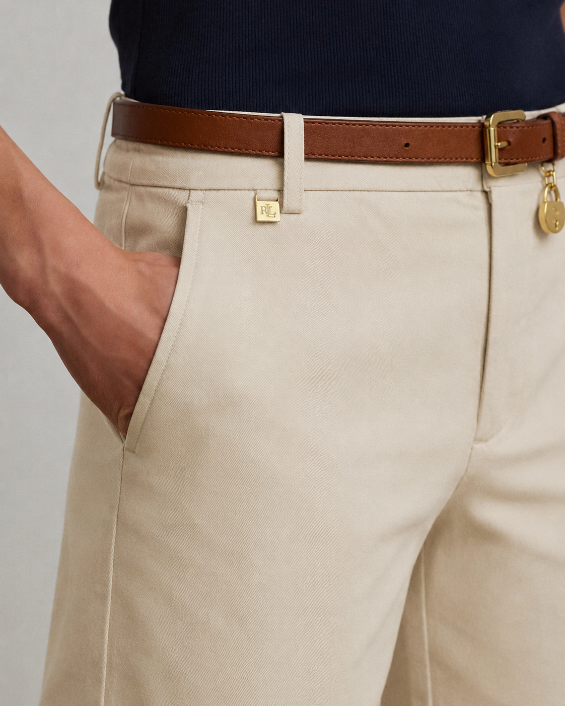 Women's Ralph Lauren Cotton Chino Shorts (Grey)
