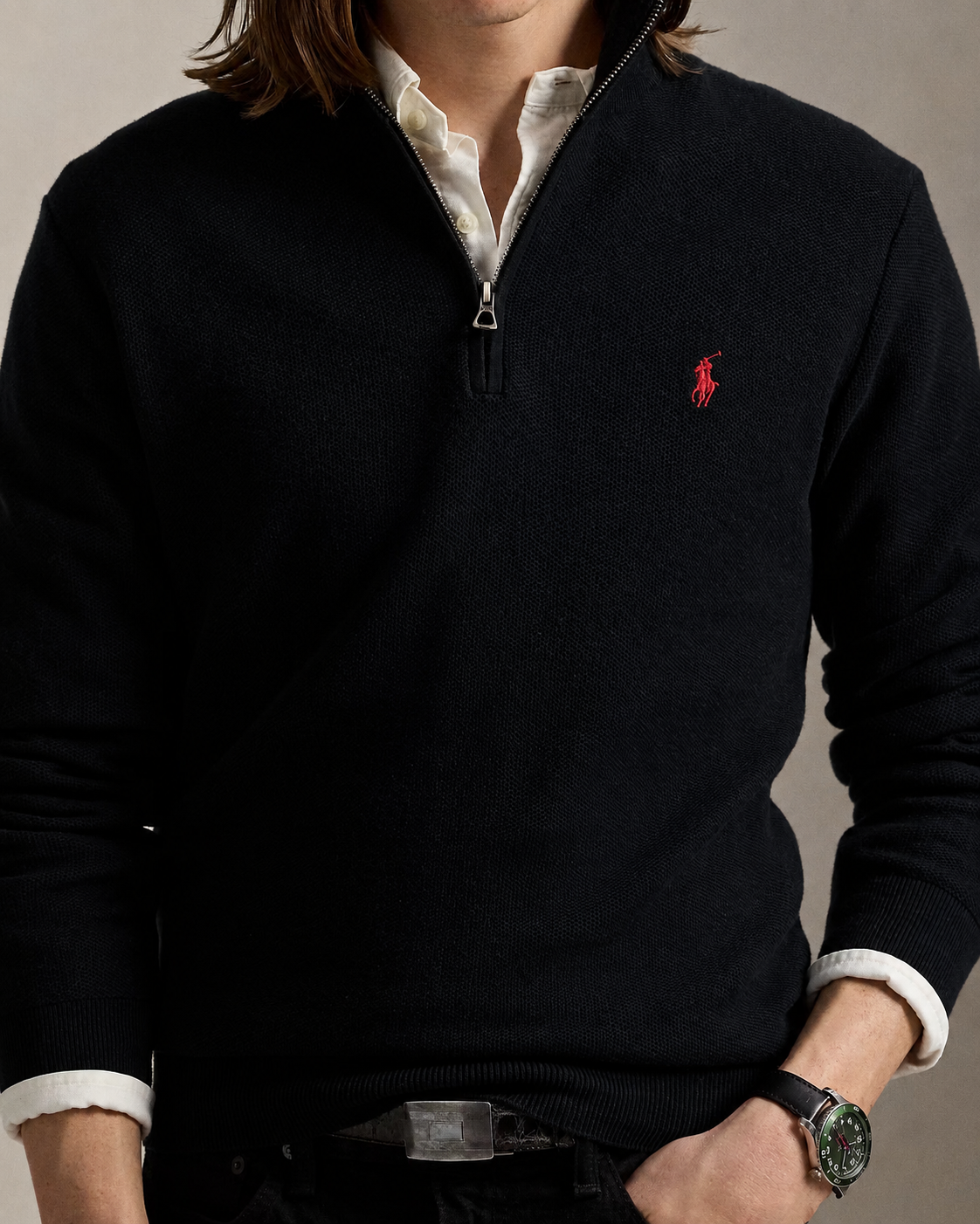 Men's Ralph Lauren Quarter-Zip Sweater (Black)