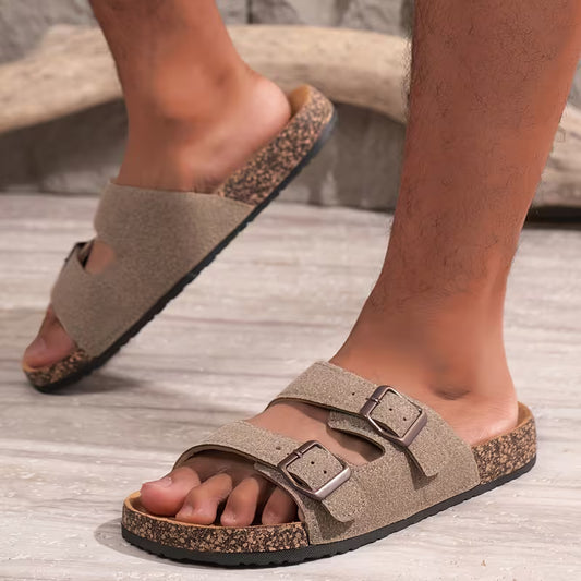 Men's Buckle Sandals (Beige)