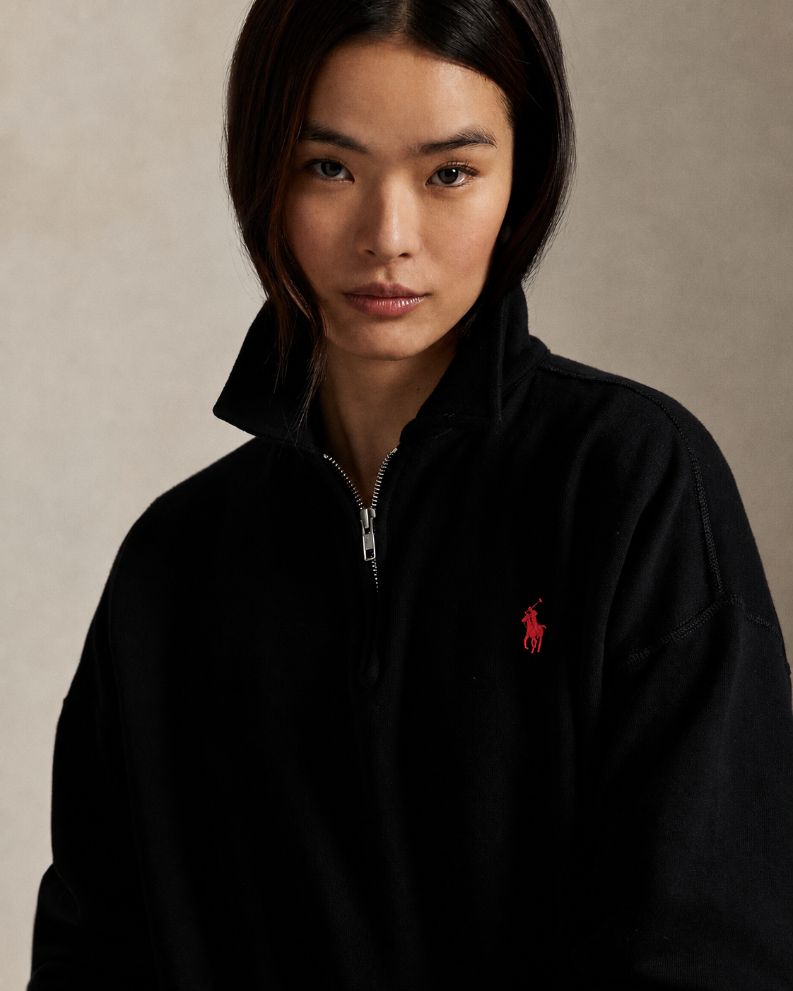 Women's Ralph Lauren Quarter-Zip Sweater (Black)