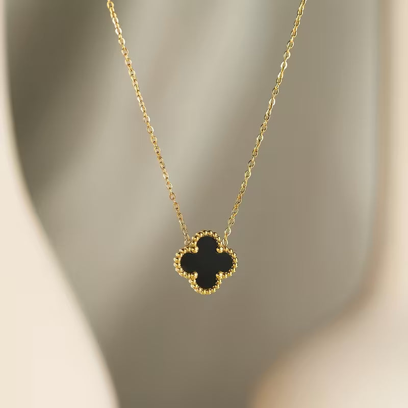 Women's Lucky Clover Necklace (Black)