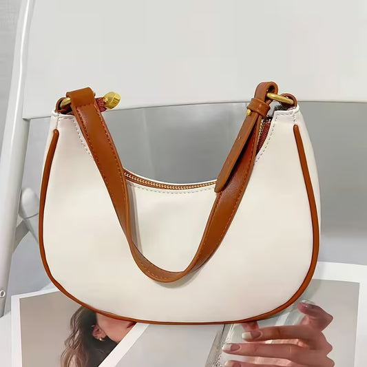 Women's Crescent Shoulder Bag (Beige)