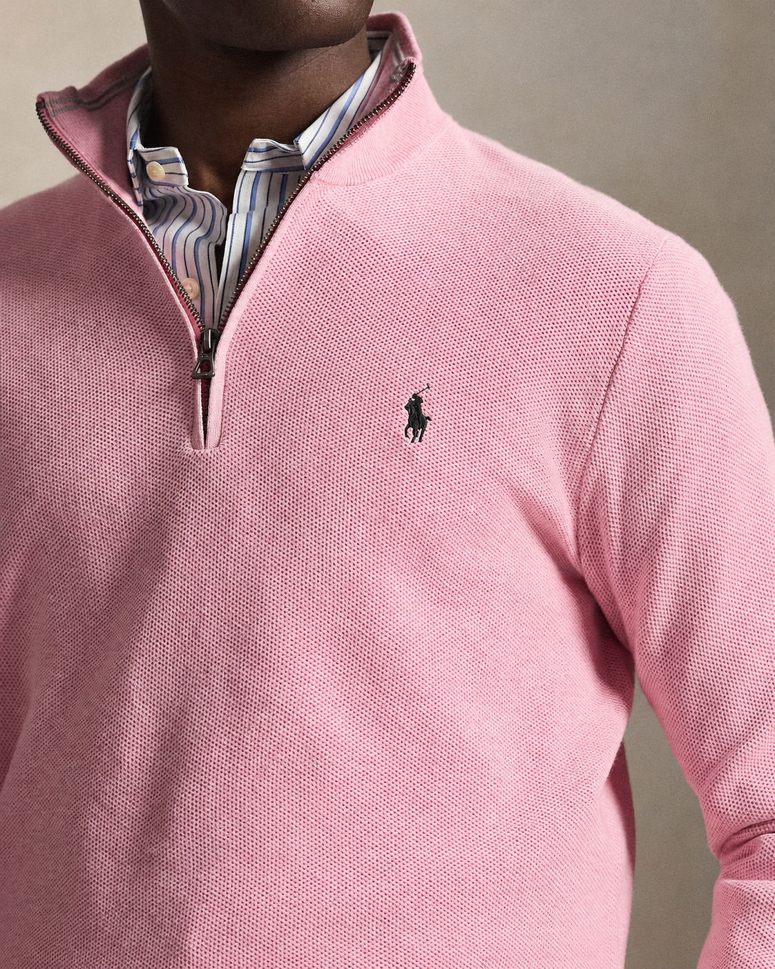 Men's Ralph Lauren Quarter-Zip Sweater (Baby Pink)