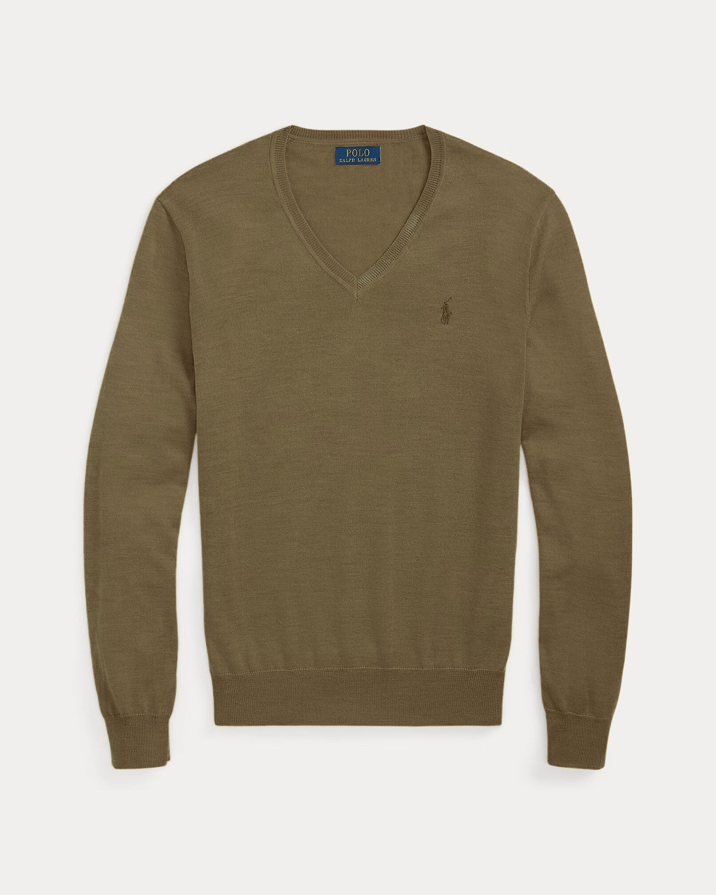Men's 100% Cashmere Ralph Lauren V-Neck Sweater (Khaki)