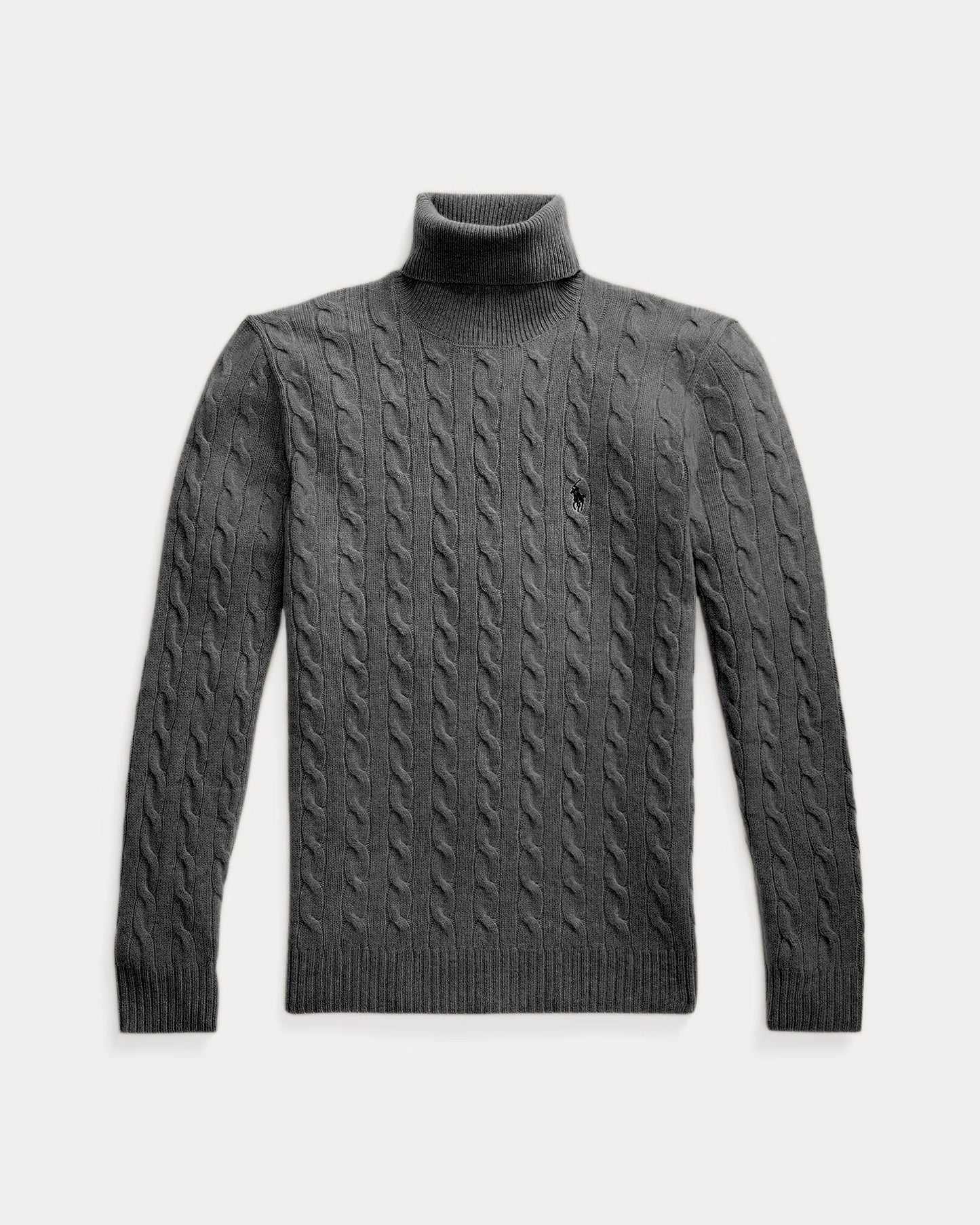 Men's Ralph Lauren Cable-Knit Turtleneck Sweater (Dark Grey)