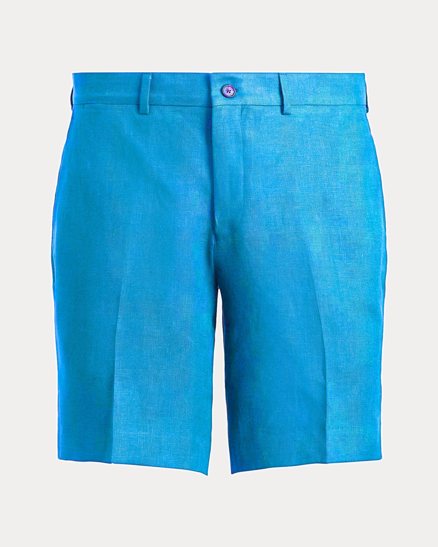 Men's Ralph Lauren Button Linen Shorts (Light Blue)