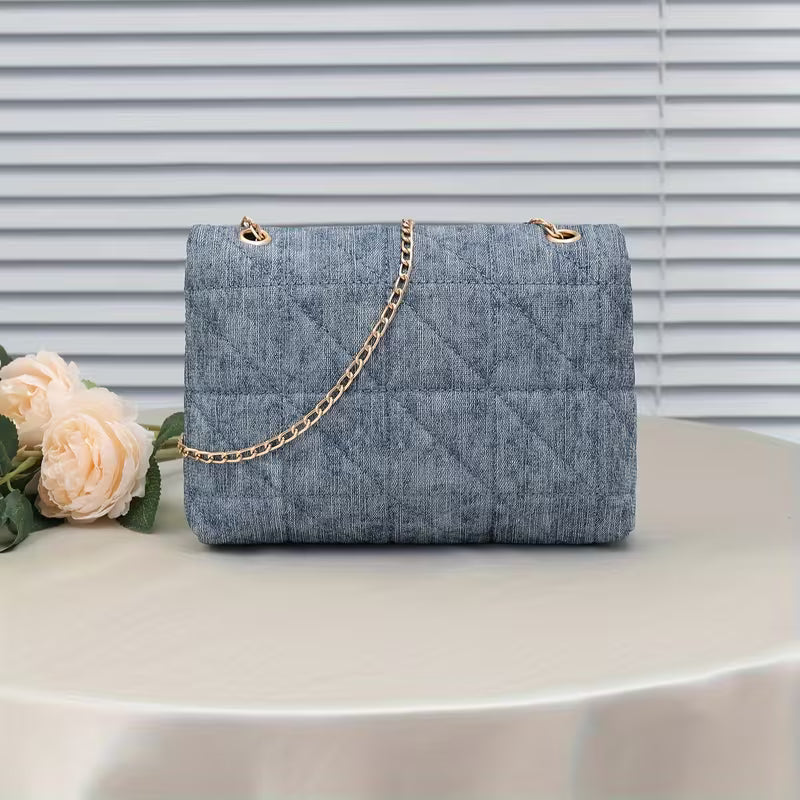 Women's Lock Chain Bag (Blue)