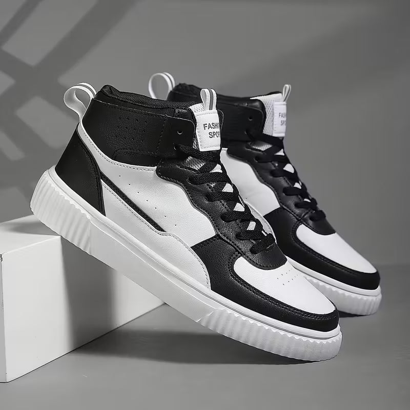 Men's High-Top Sneakers (Black & White)