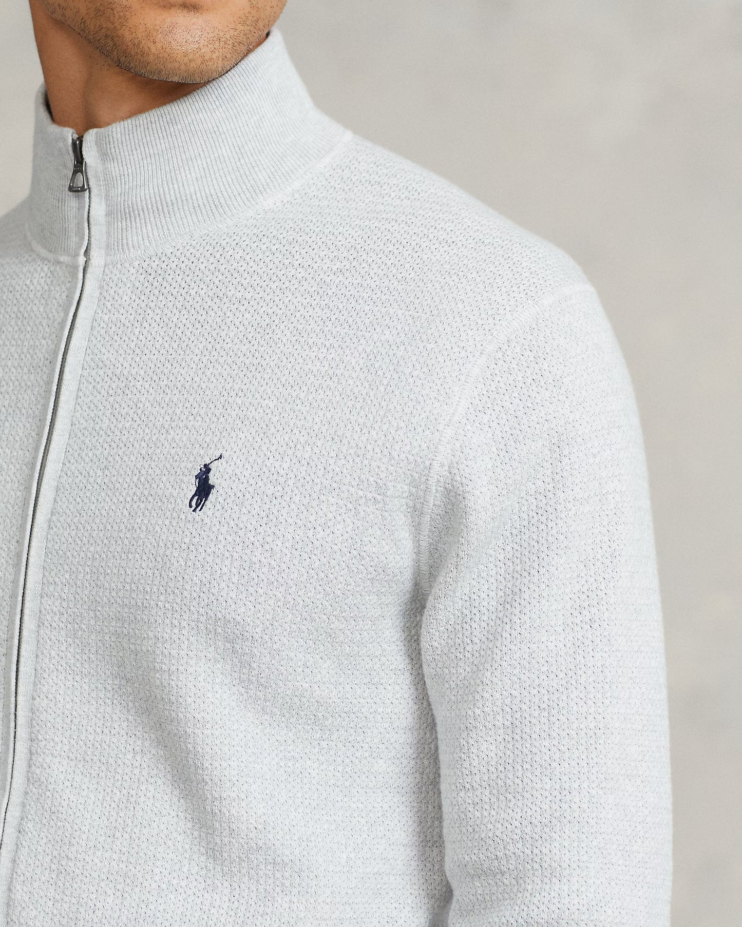 Men's 100% Cashmere Ralph Lauren Full-Zip Sweater (Grey)