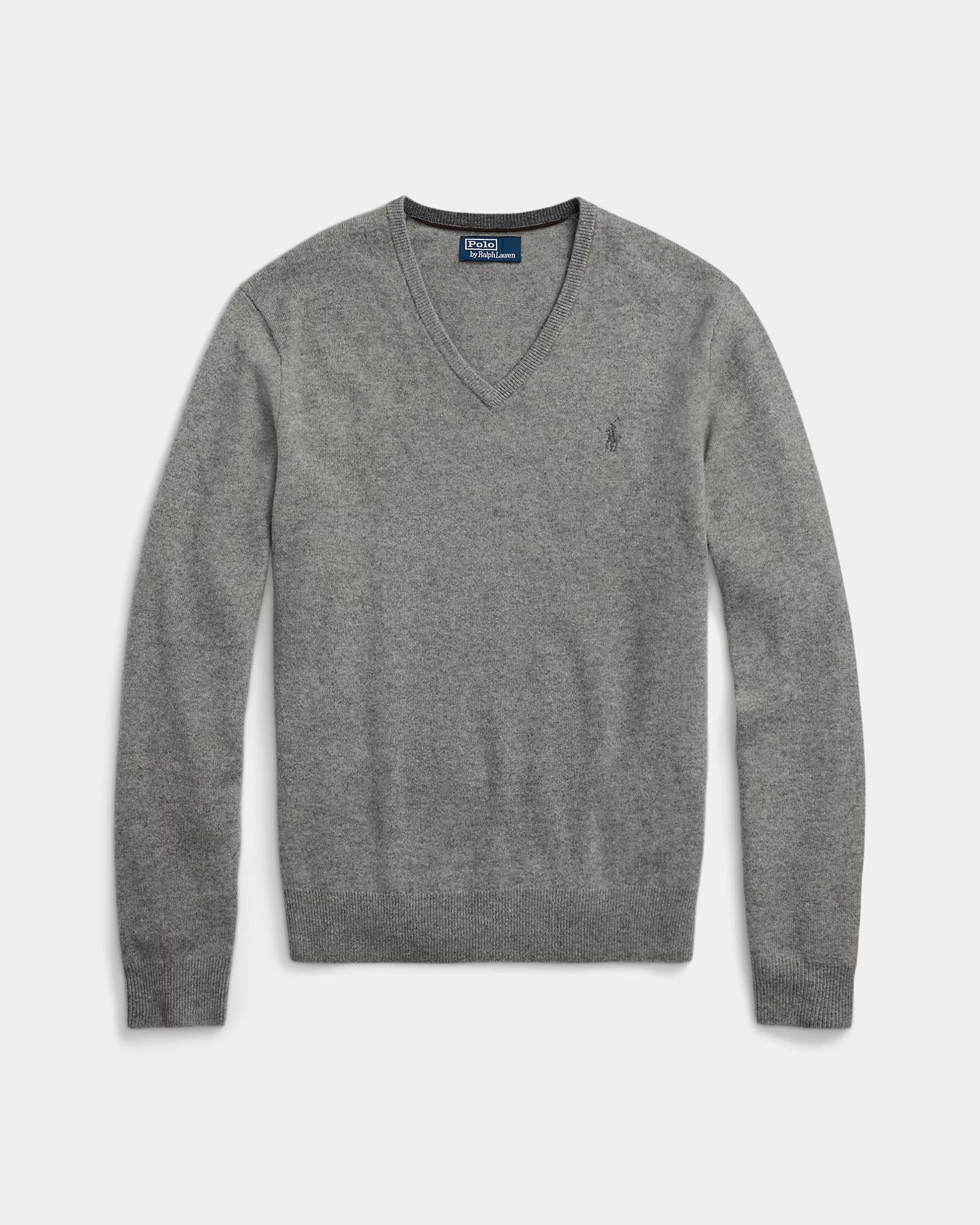 Women's 100% Cashmere Ralph Lauren V-Neck Sweater (Grey)