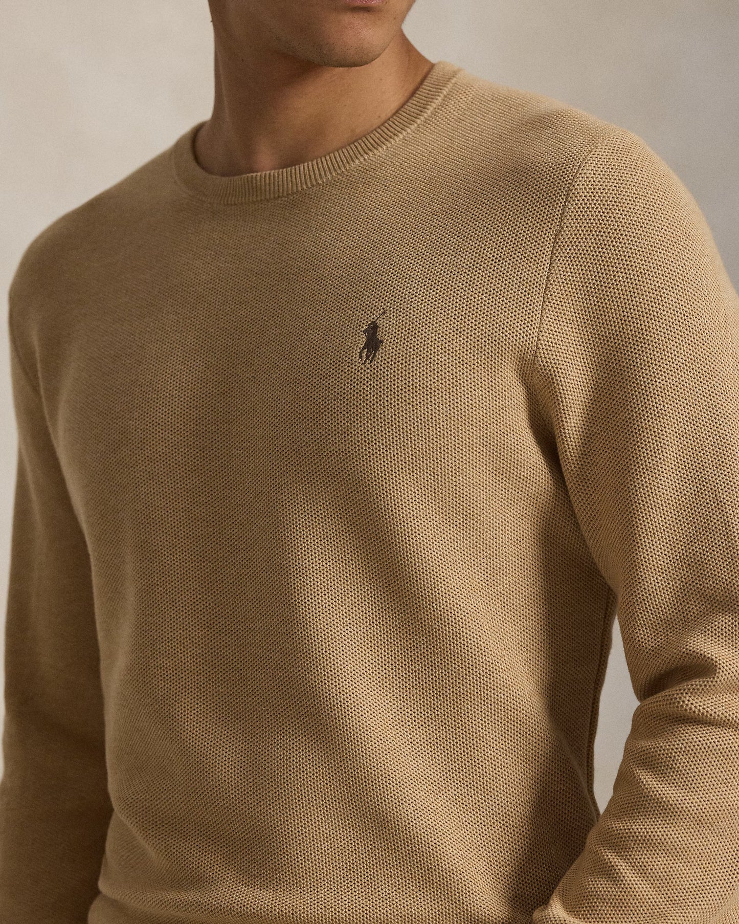 Men's 100% Cashmere Ralph Lauren Crewneck Sweater (Beige)