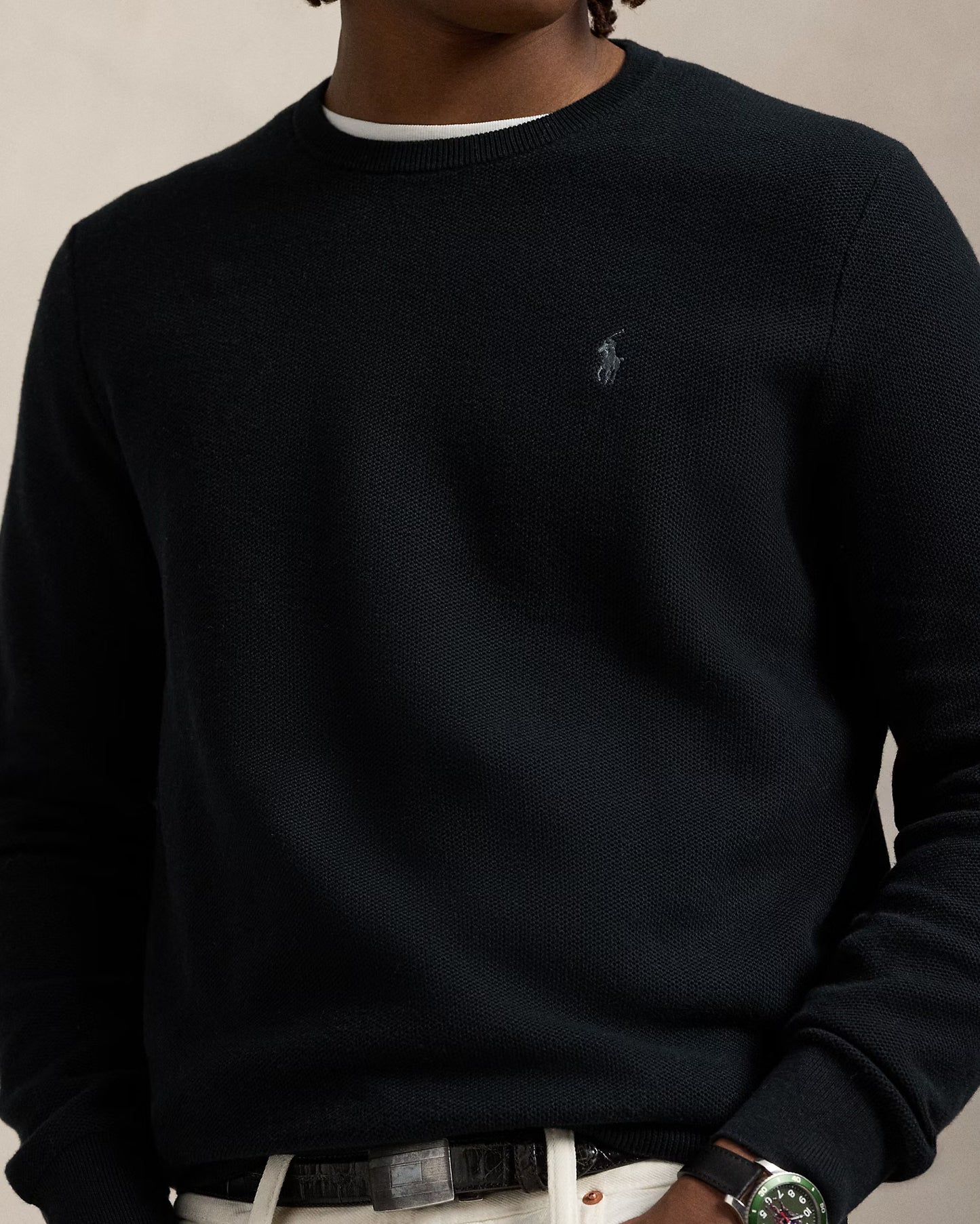 Men's 100% Cashmere Ralph Lauren Crewneck Sweater (Black)