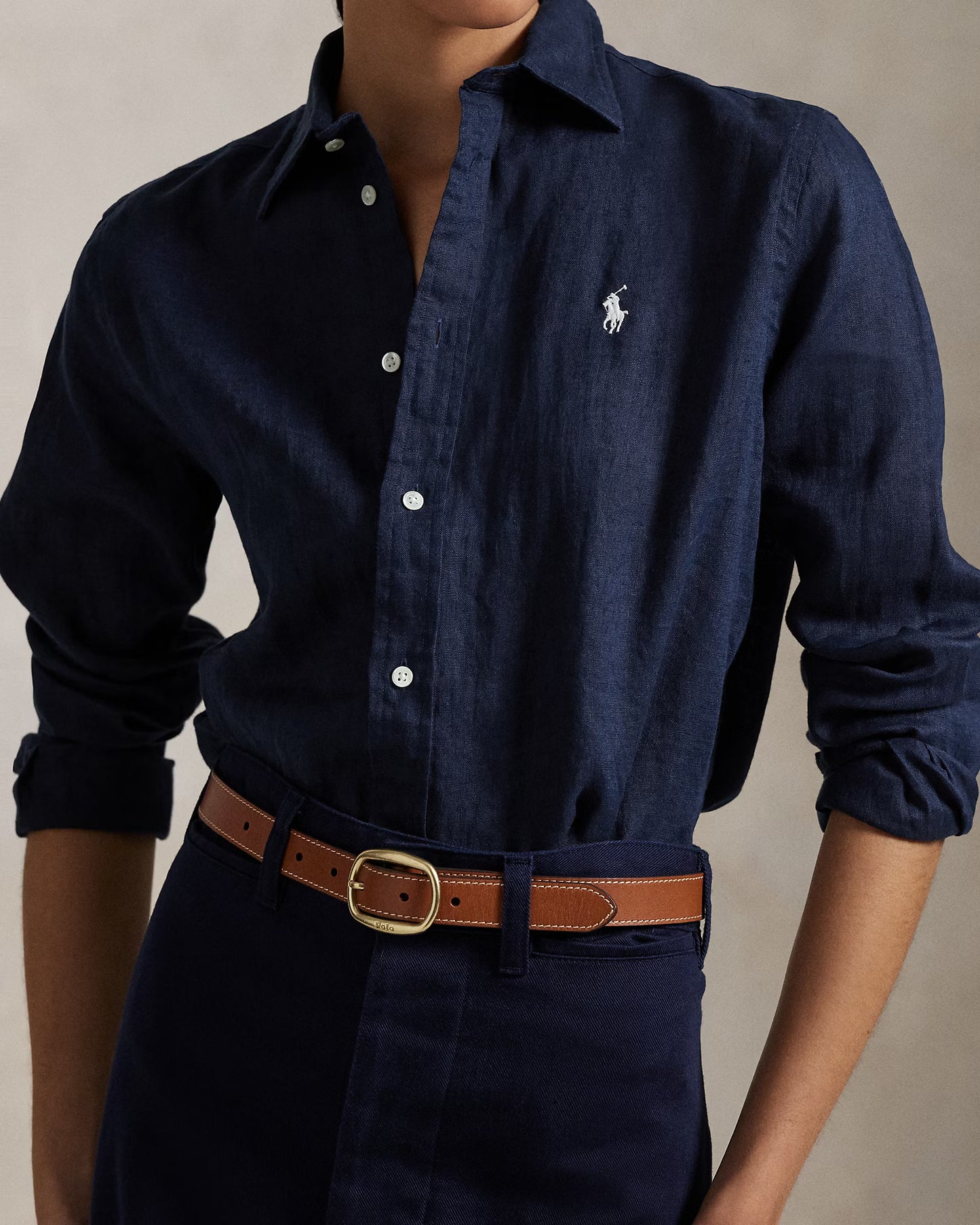 Women's Ralph Lauren Linen Shirt (Navy Blue)