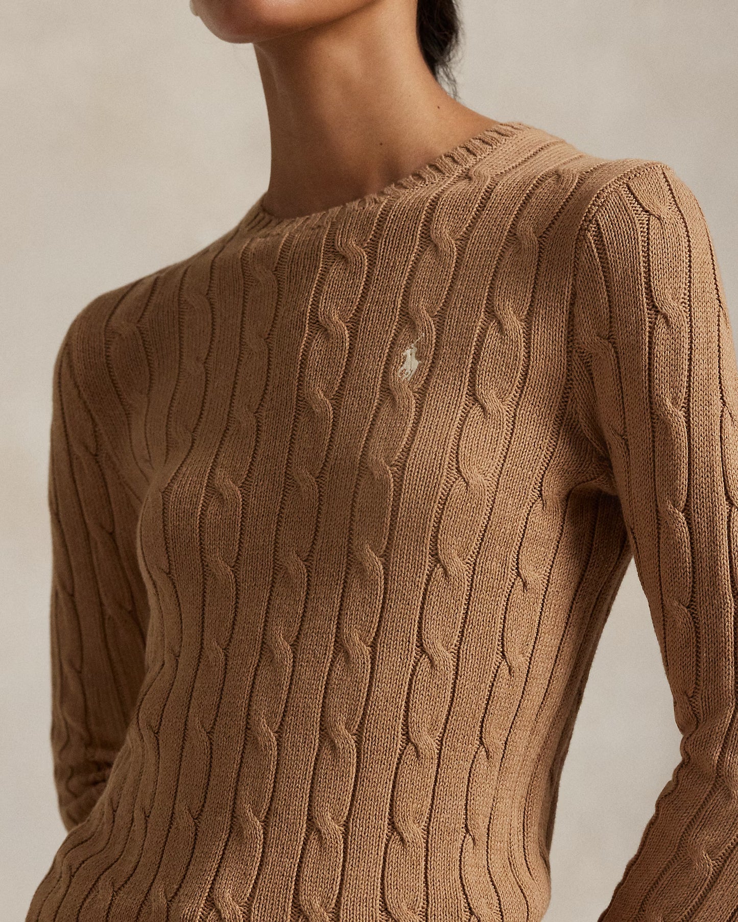 Women's Ralph Lauren Cable-Knit Sweater (Brown)