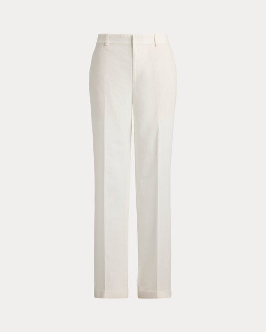 Women's Ralph Lauren Button Linen Pants (White)
