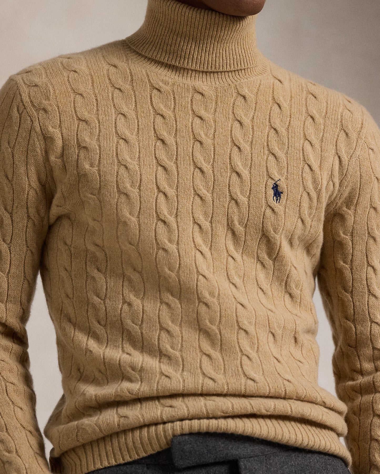 Men's Ralph Lauren Cable-Knit Turtleneck Sweater (Brown)