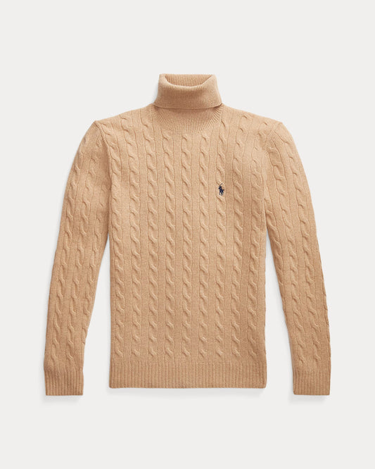 Men's Ralph Lauren Cable-Knit Turtleneck Sweater (Brown)