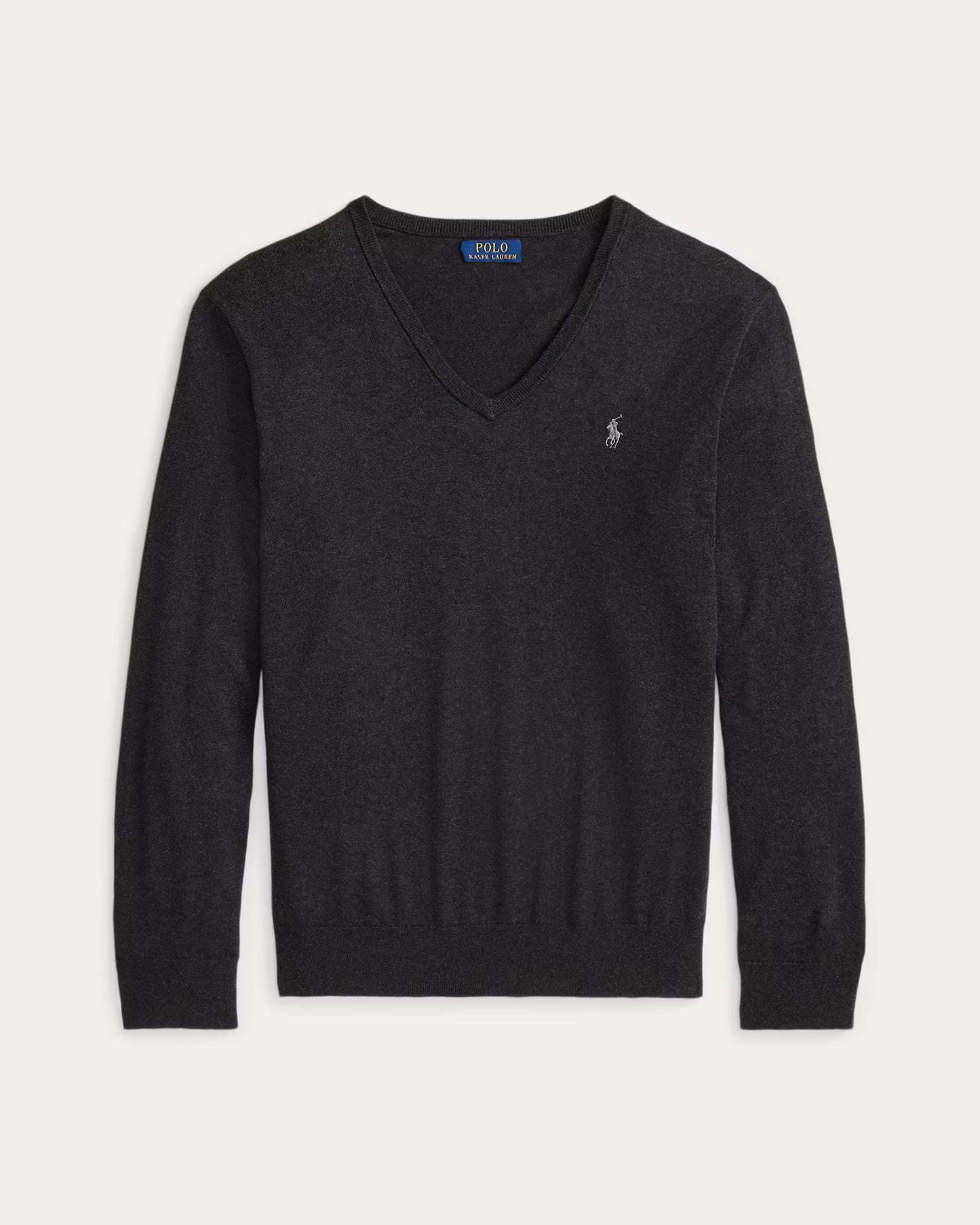 Women's 100% Cashmere Ralph Lauren V-Neck Sweater (Dark Grey)