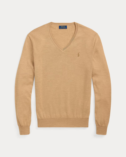 Men's 100% Cashmere Ralph Lauren V-Neck Sweater (Beige)