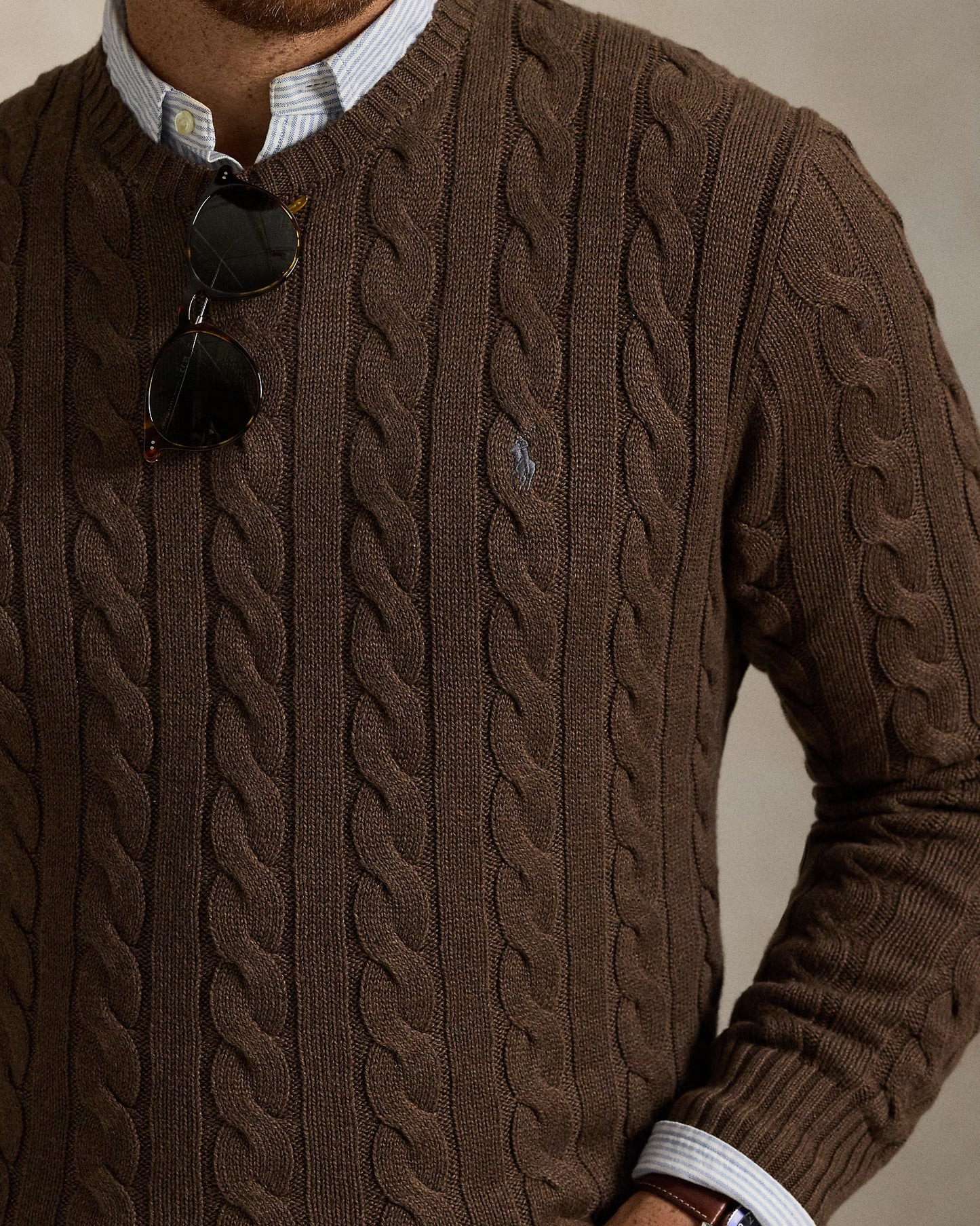 Men's Ralph Lauren Cable-Knit Sweater (Brown)