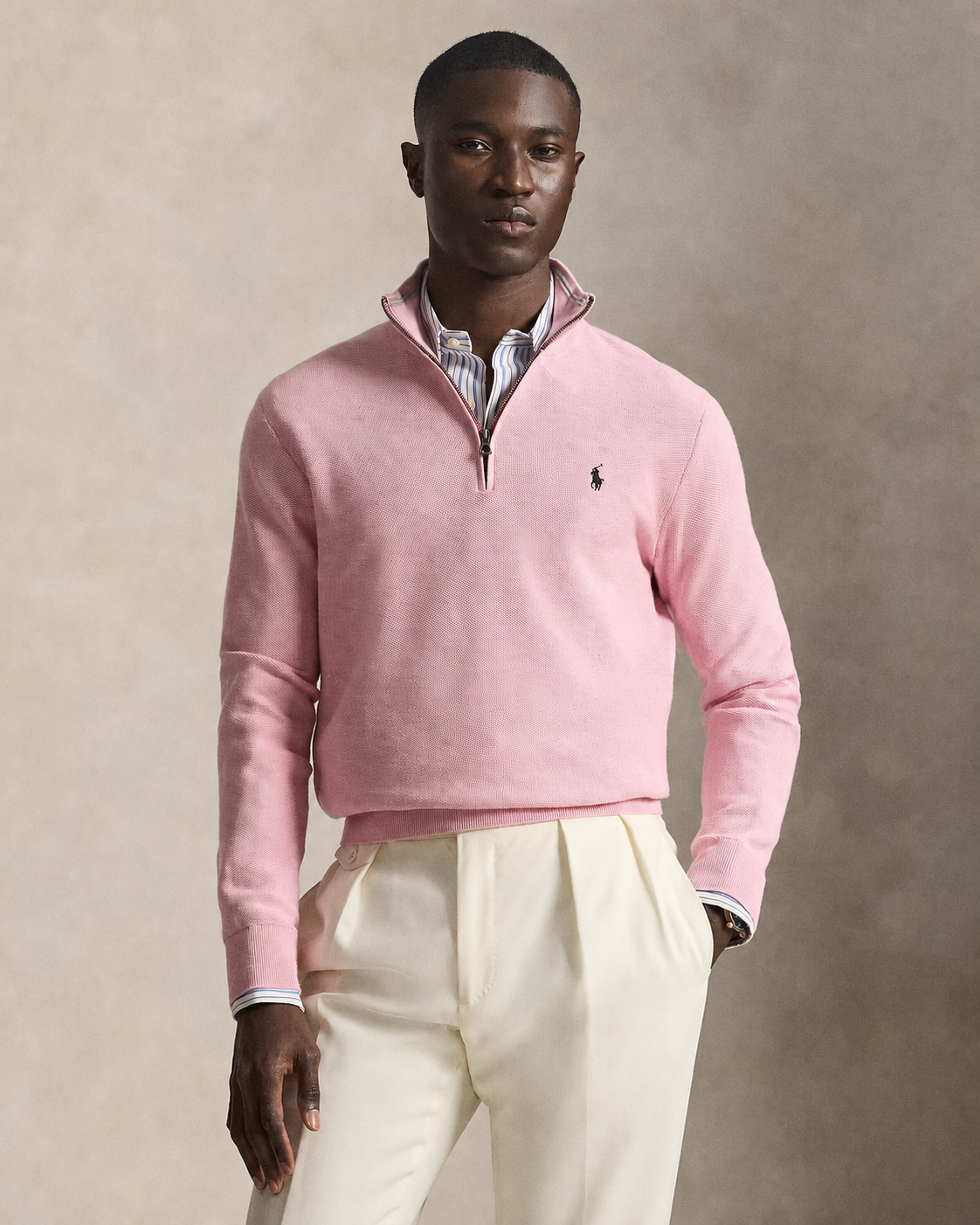 Men's Ralph Lauren Quarter-Zip Sweater (Baby Pink)