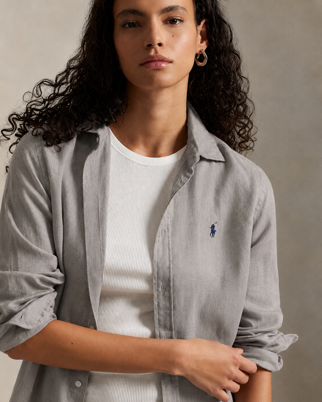 Women's Ralph Lauren Linen Shirt (Beige)