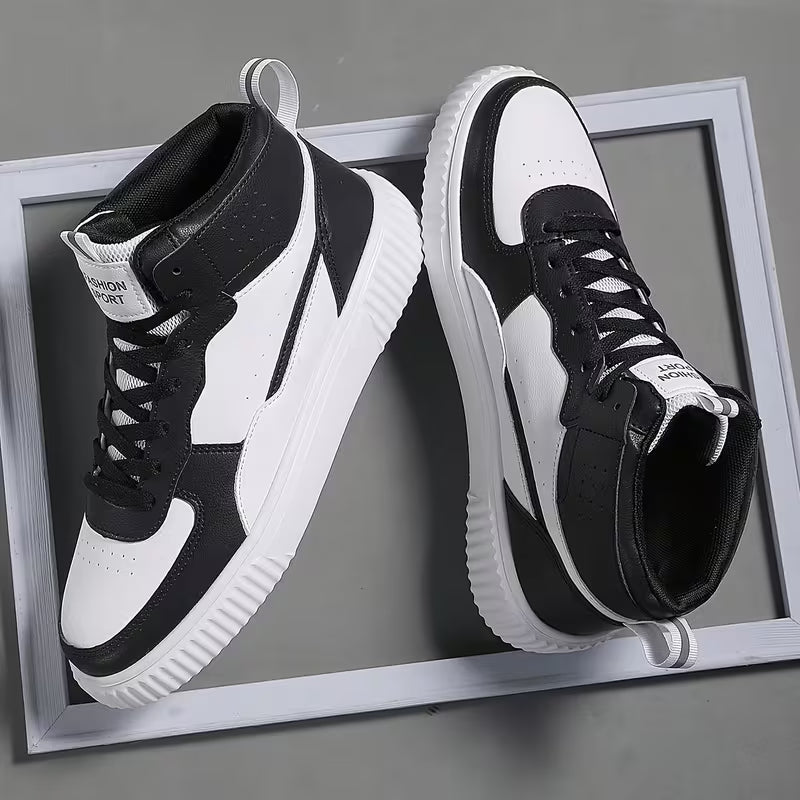 Men's High-Top Sneakers (Black & White)