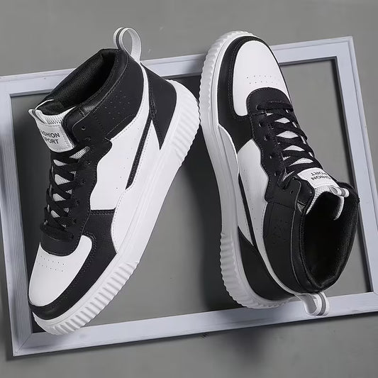 Men's High-Top Sneakers (Black & White)