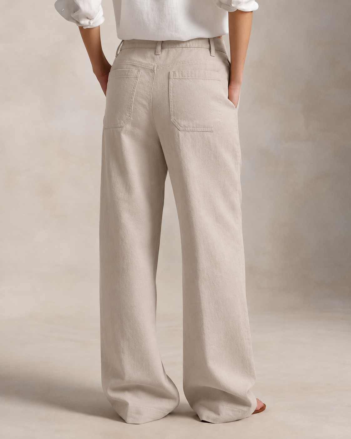 Women's Ralph Lauren Button Linen Pants (Beige)