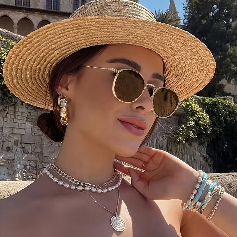 Women's Vintage Round Sunglasses (Tawny)