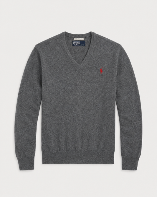 Ralph Lauren Cashmere V-Neck Sweater (Dark Grey)