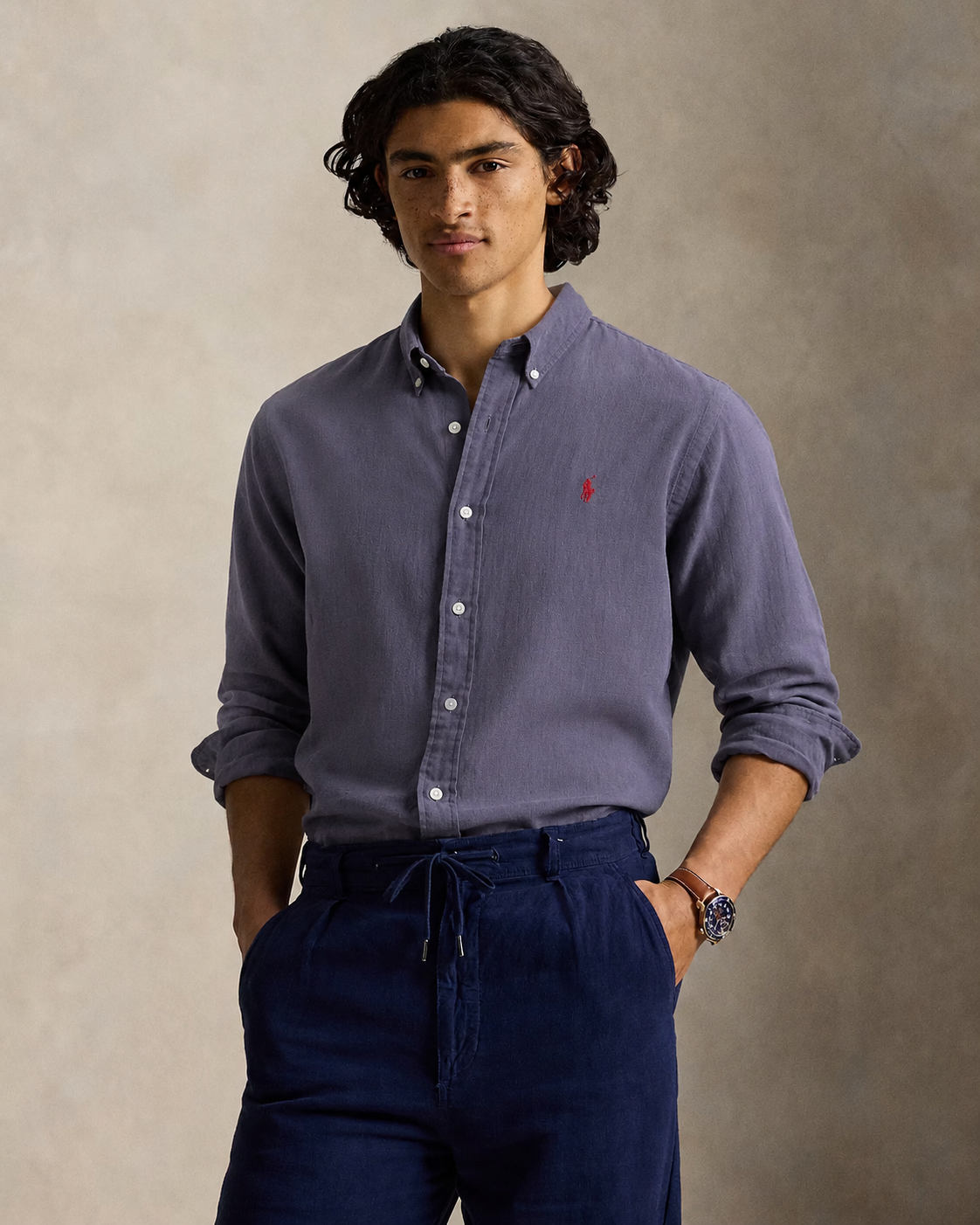 Men's Ralph Lauren Linen Shirt (Dark Grey)