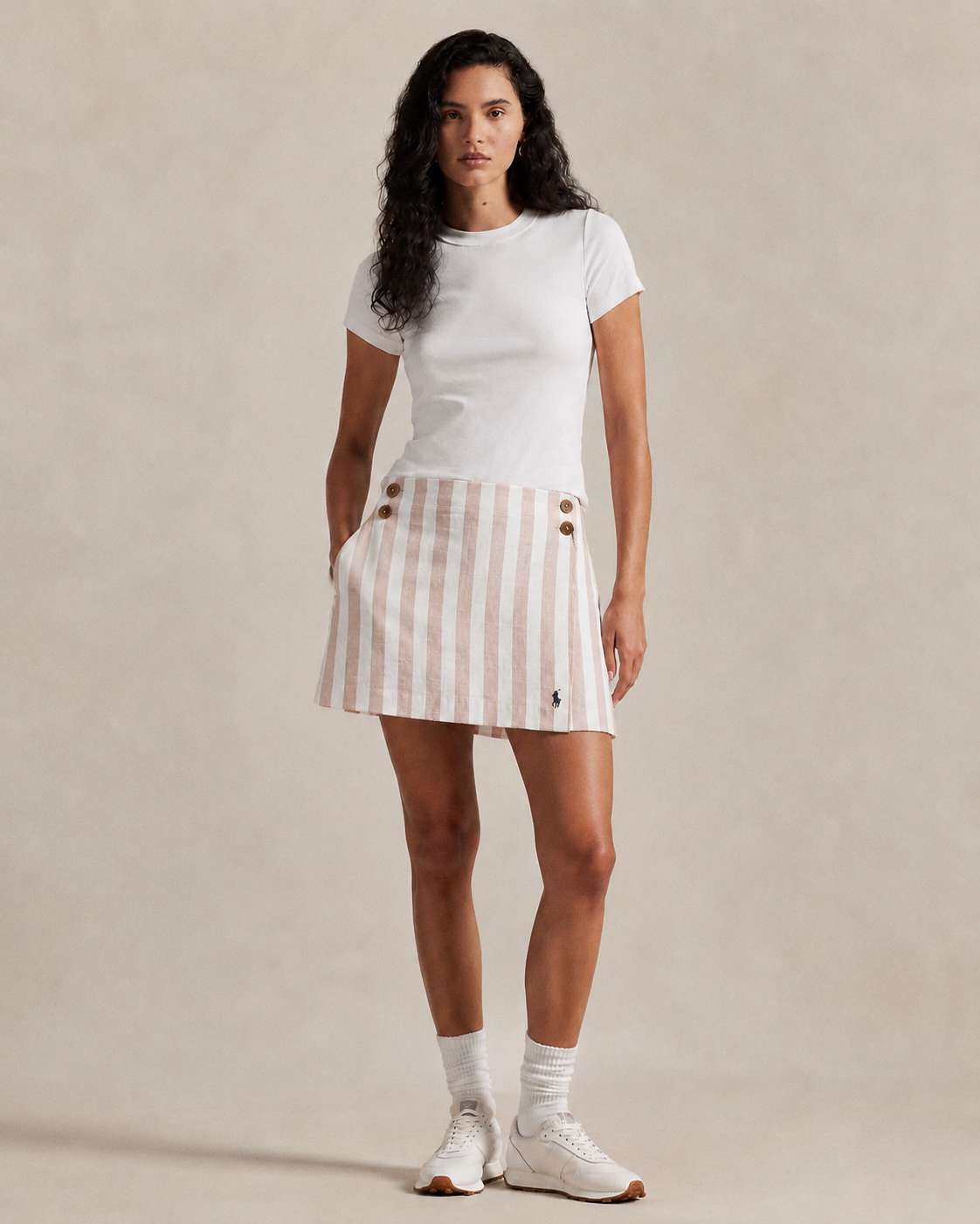 Women's Ralph Lauren Stripped Skorts (Beige)