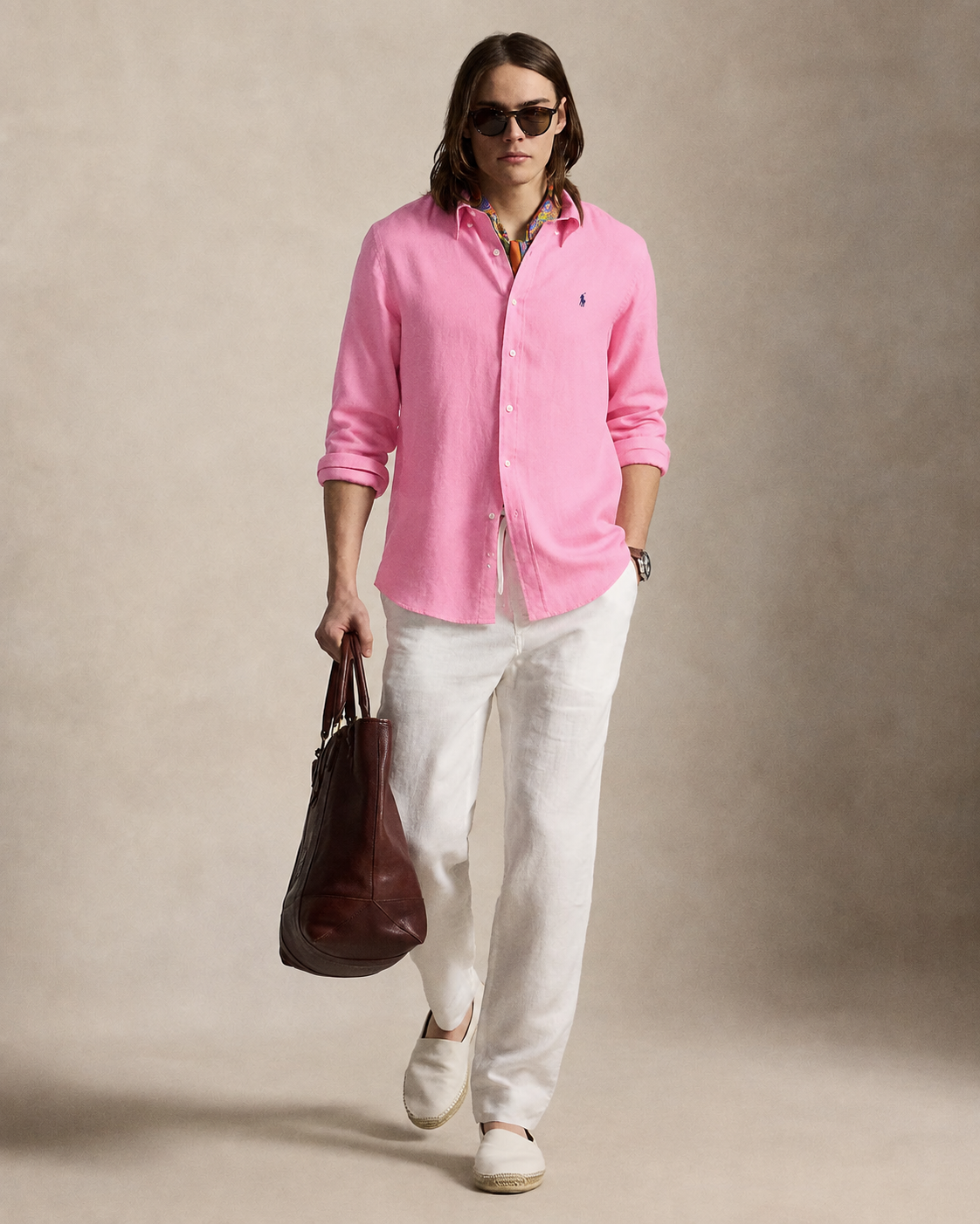 Men's Ralph Lauren Linen Shirt (Pink)