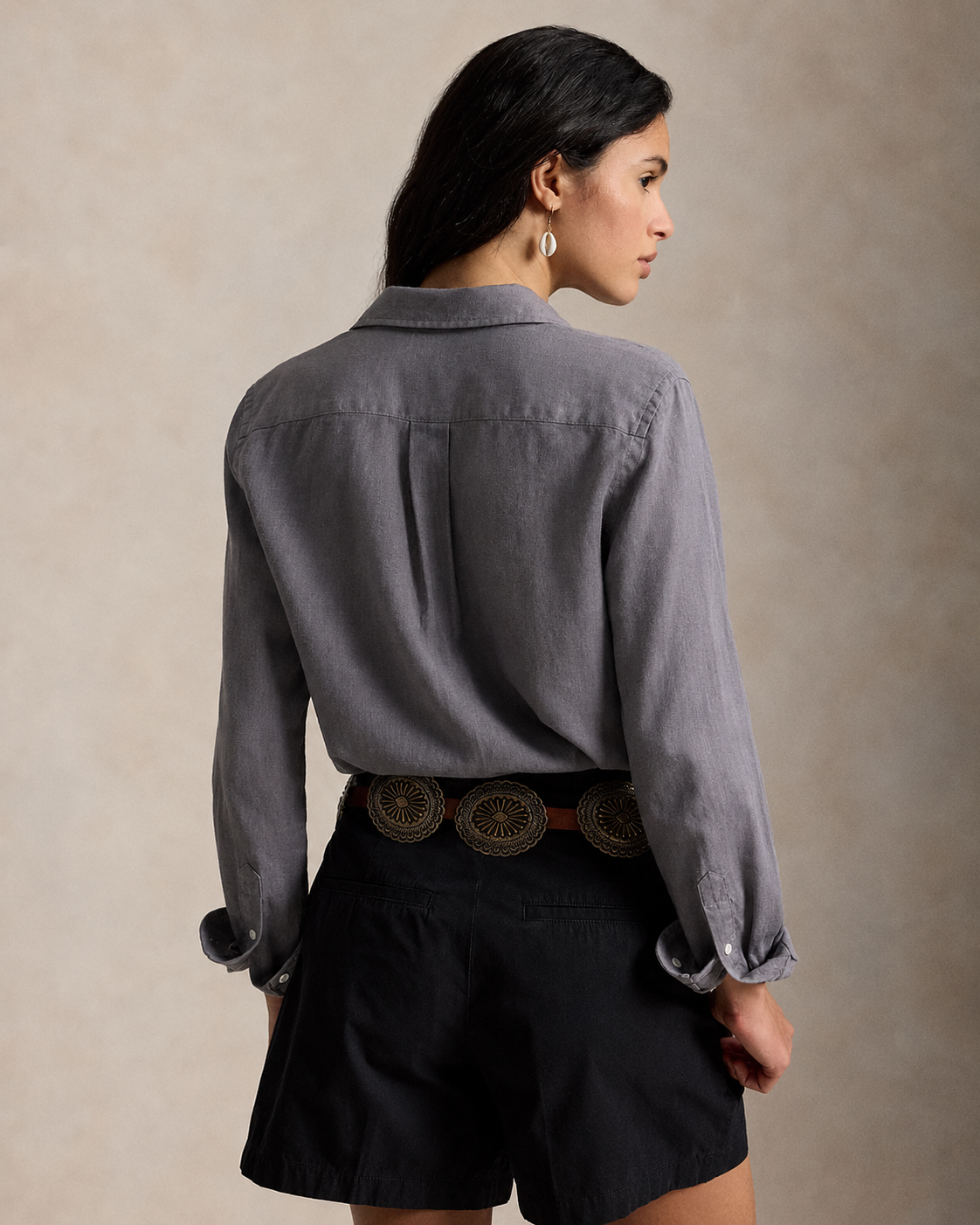 Women's Ralph Lauren Linen Shirt (Dark Grey)