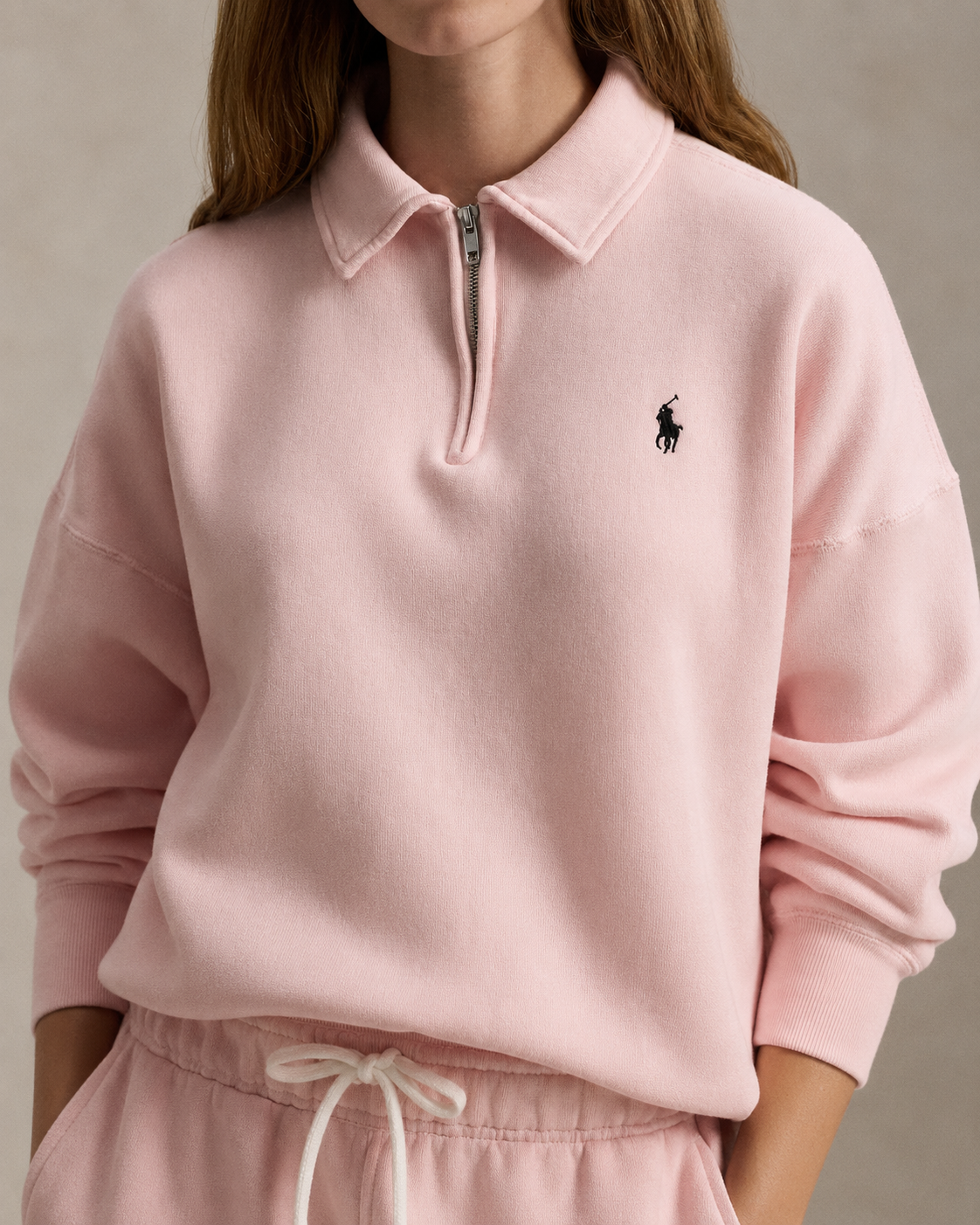 Women's Ralph Lauren Quarter-Zip Sweater (Baby Pink)
