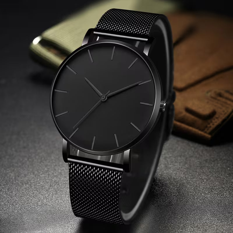 Men's Minimalist Mesh Watch (Black)