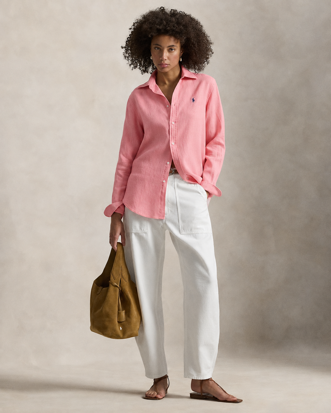 Women's Ralph Lauren Linen Shirt (Pink)