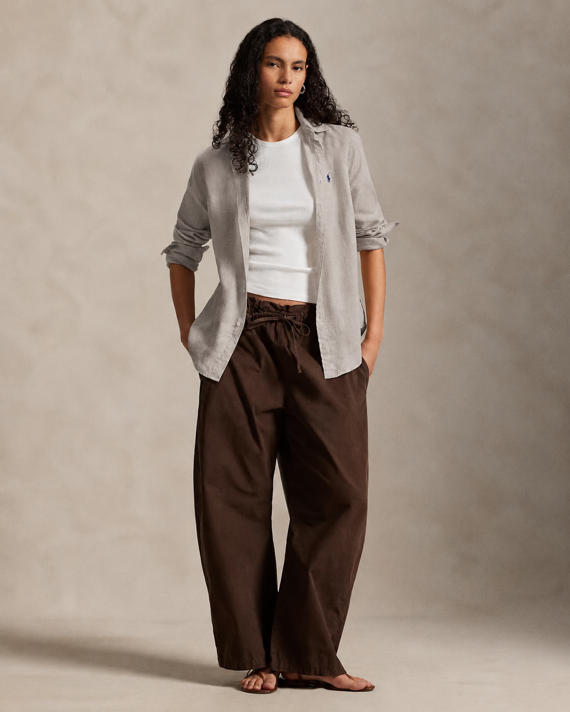 Women's Ralph Lauren Linen Shirt (Beige)