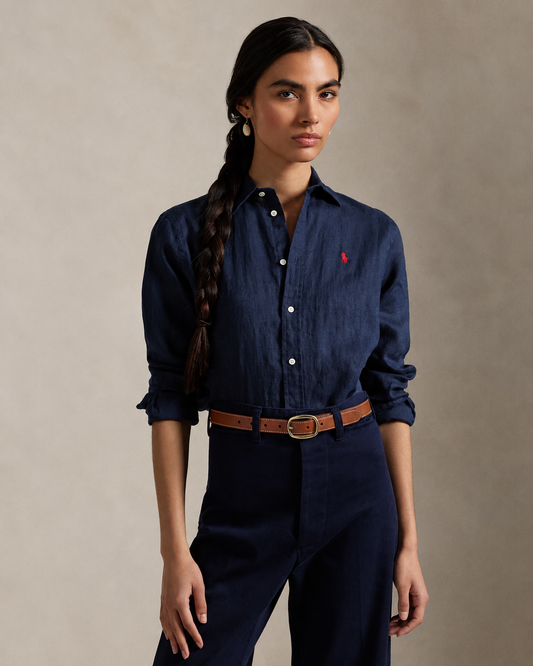 Women's Ralph Lauren Linen Shirt (Navy Blue)