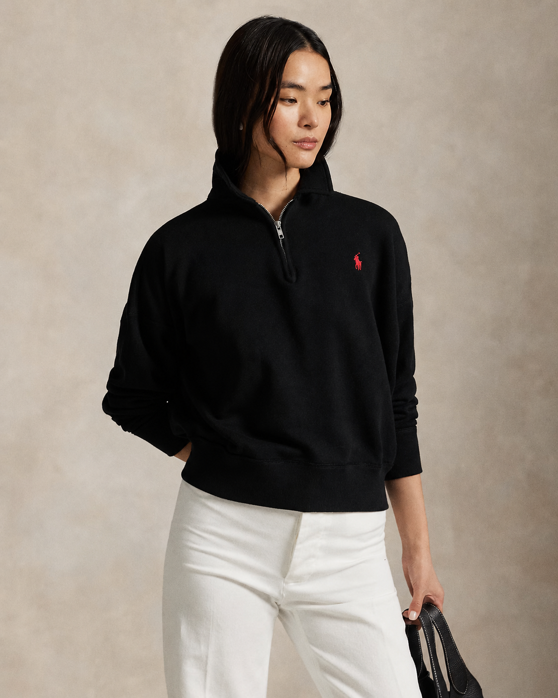 Women's Ralph Lauren Quarter-Zip Sweater (Black)