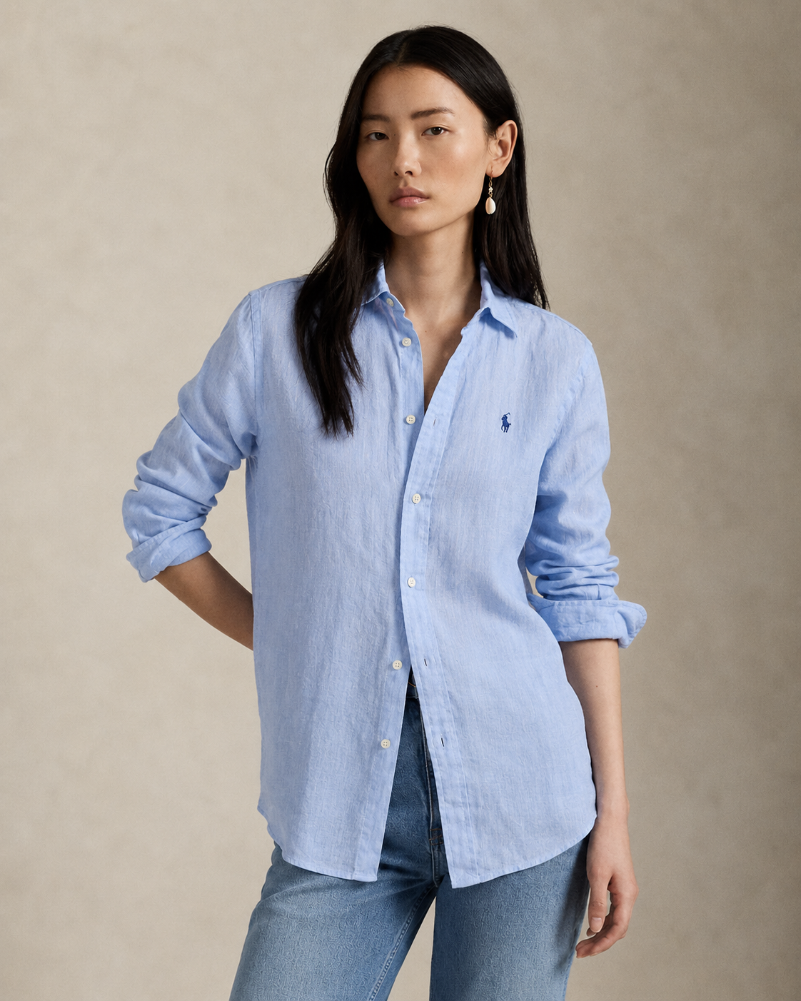 Women's Ralph Lauren Linen Shirt (Blue)