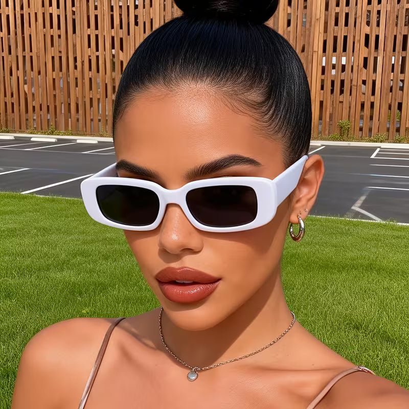 Women's Geometric Sunglasses (White)