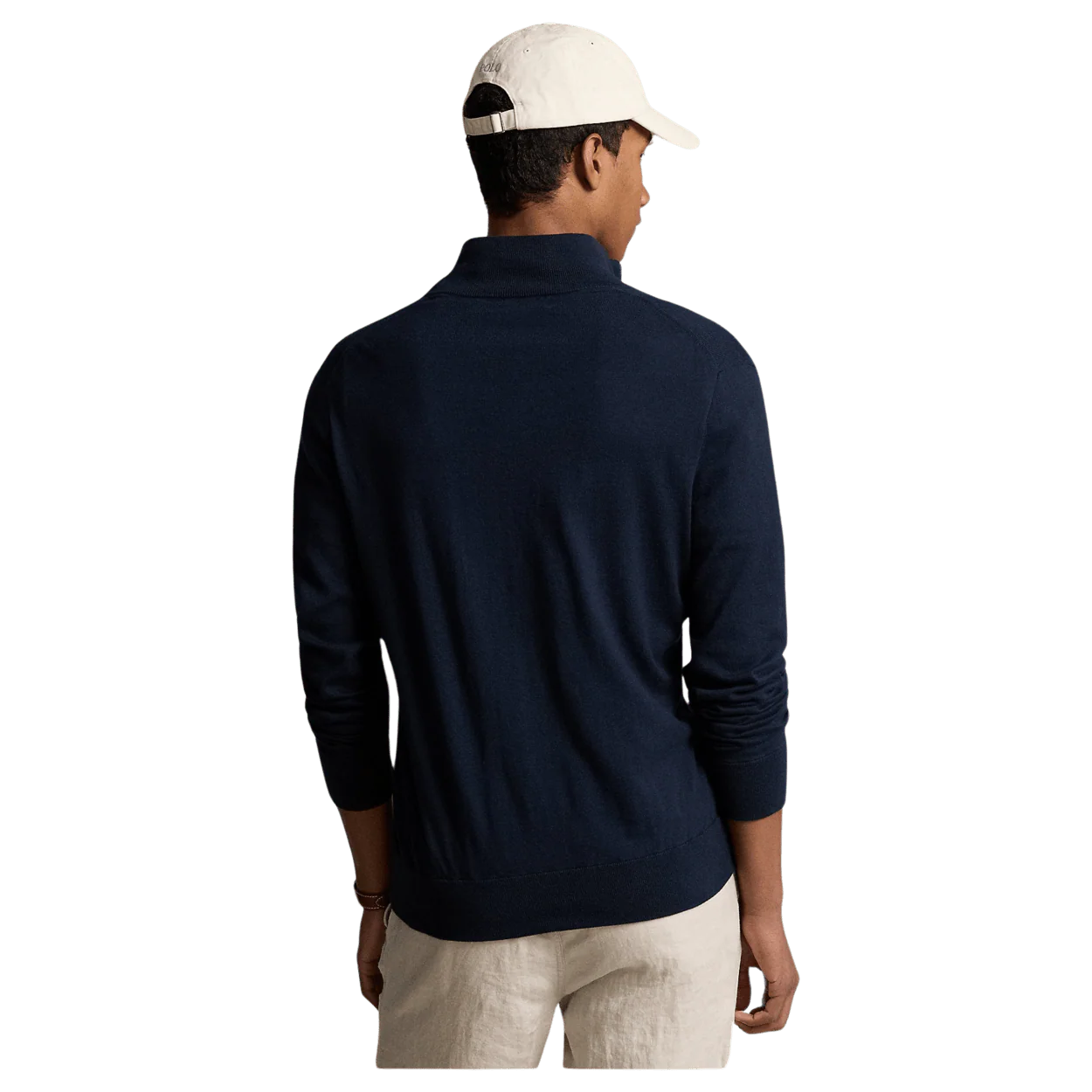Men's 100% Cashmere Ralph Lauren Full-Zip Sweater (Navy Blue)