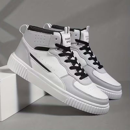 Men's High-Top Sneakers (White & Grey)