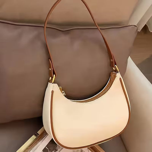 Women's Crescent Shoulder Bag (Beige)