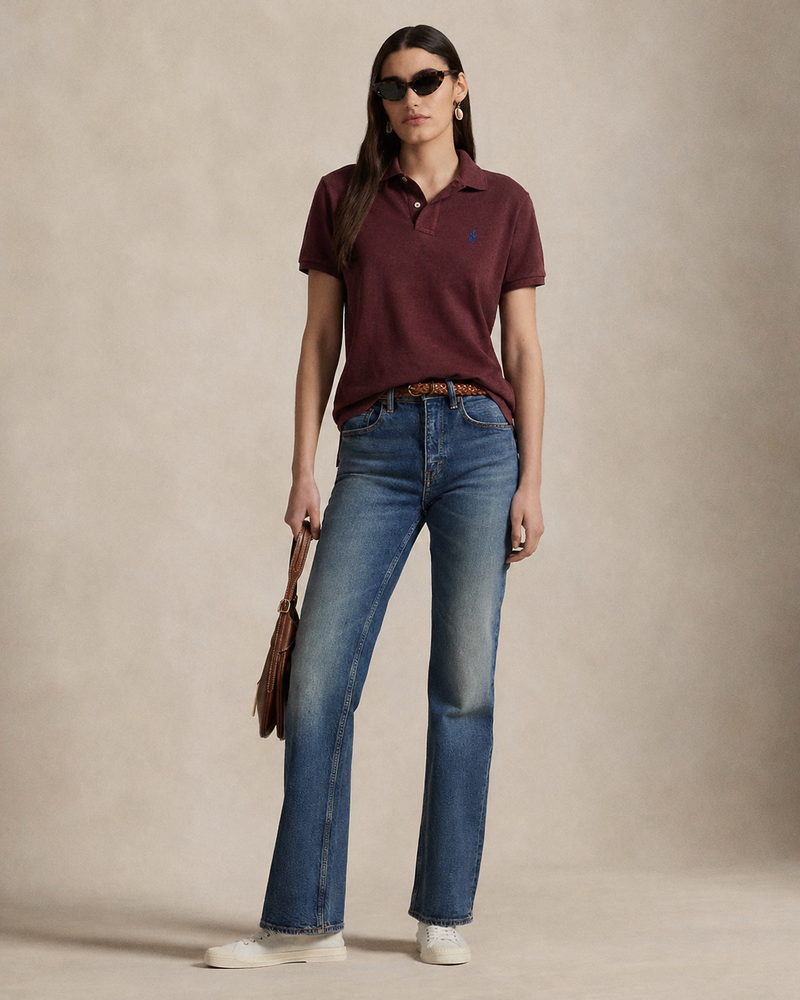 Women's Ralph Lauren Polo Shirt (Dark Red)