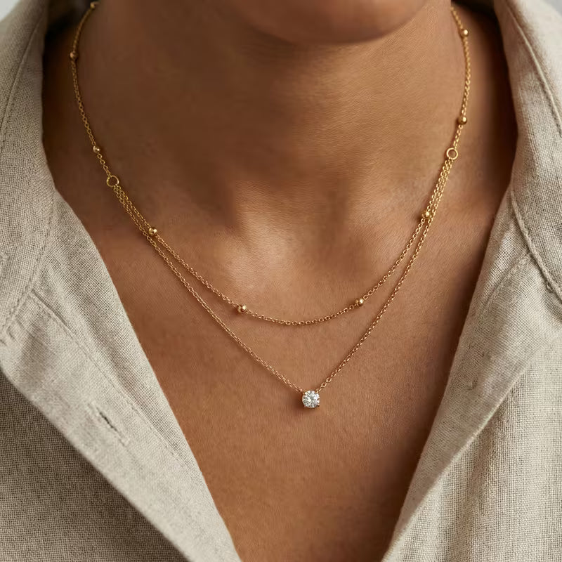 Women's Minimalist Layered Necklace (Gold)