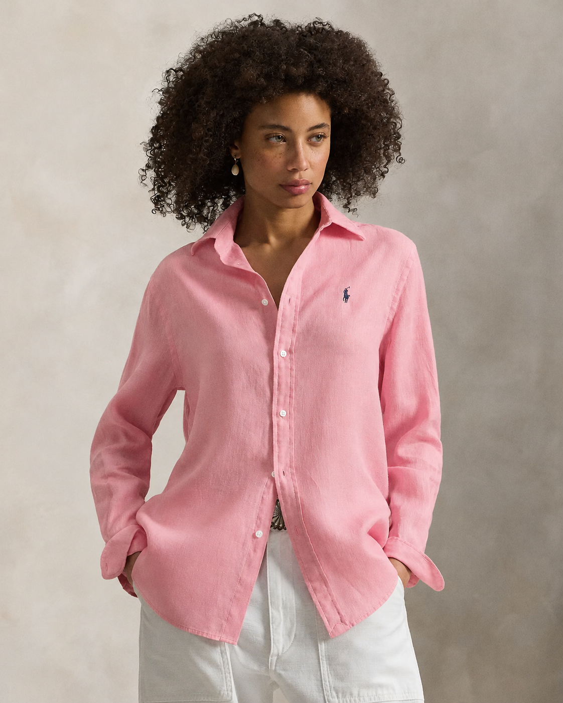 Women's Ralph Lauren Linen Shirt (Pink)